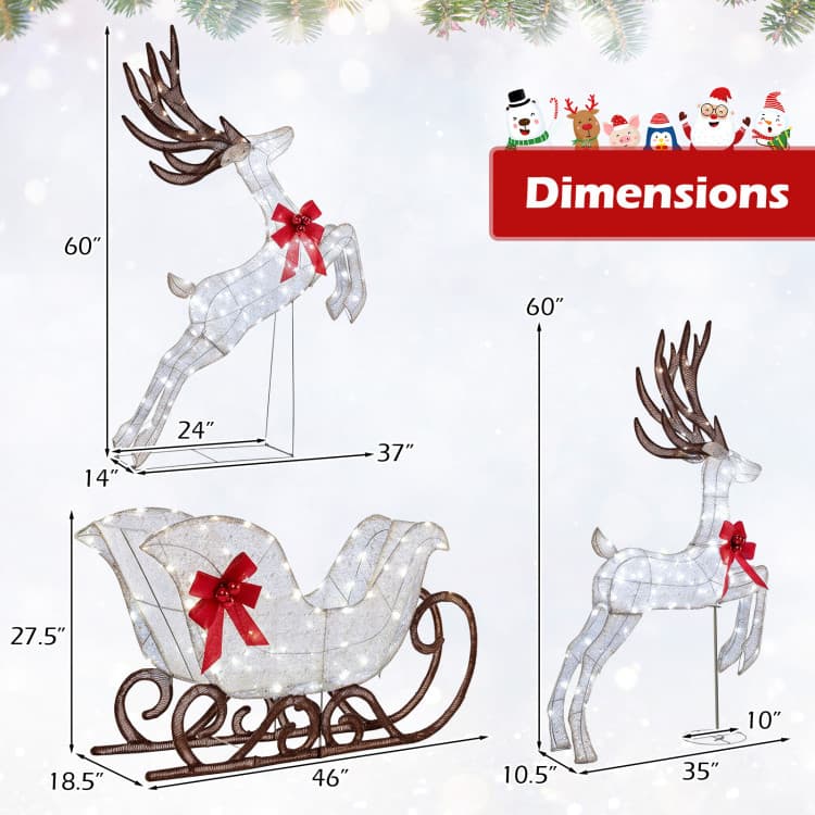 White Lighted Reindeer and Sleigh Trio — product detail 5
