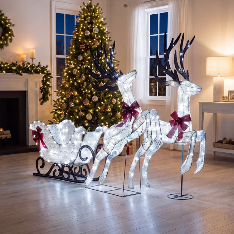 White Lighted Reindeer and Sleigh Trio — product detail 7