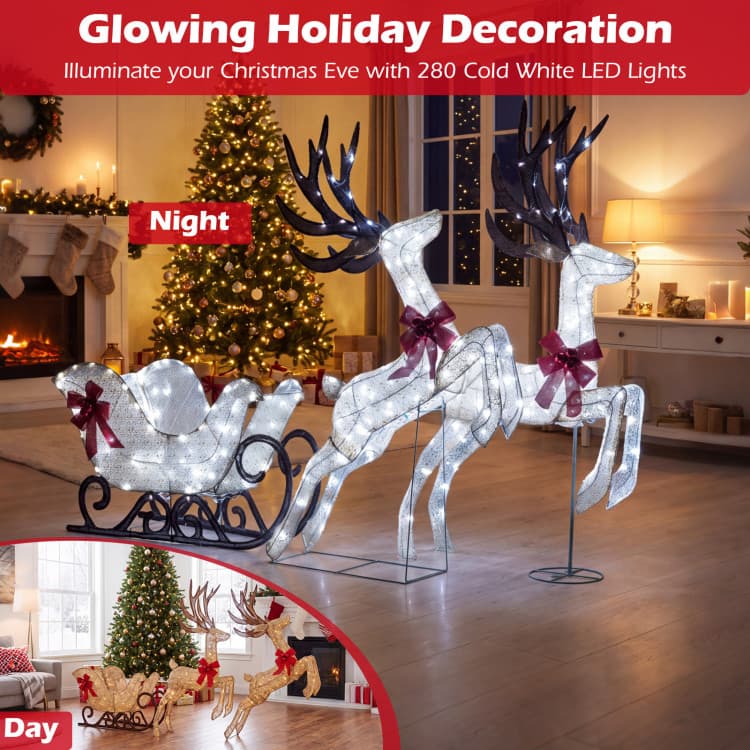 White Lighted Reindeer and Sleigh Trio — product detail 8