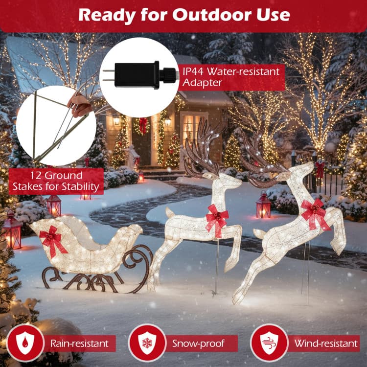 White Lighted Reindeer and Sleigh Trio — product detail 9