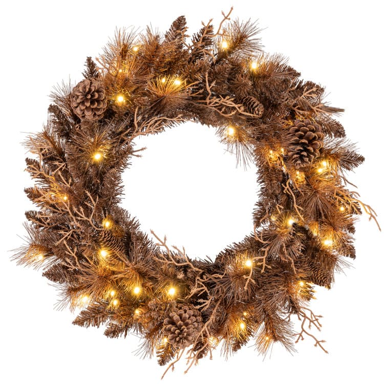 24 in Pine Cone Wreath with 35 LEDs — product detail 1