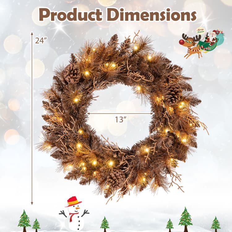 24 in Pine Cone Wreath with 35 LEDs — product detail 5
