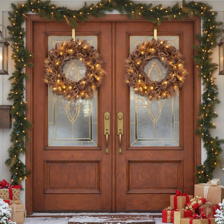 24 in Pine Cone Wreath with 35 LEDs — product detail 6