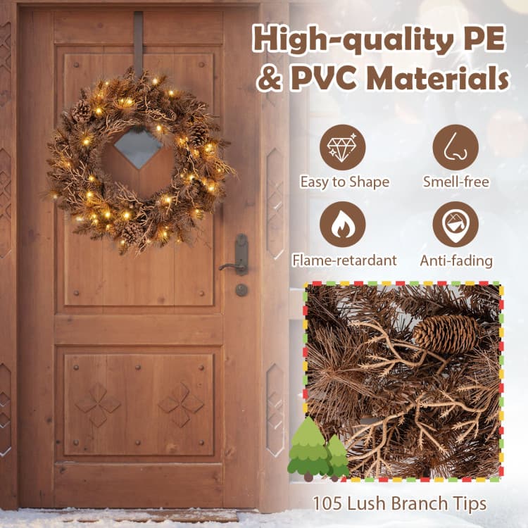 24 in Pine Cone Wreath with 35 LEDs — product detail 9