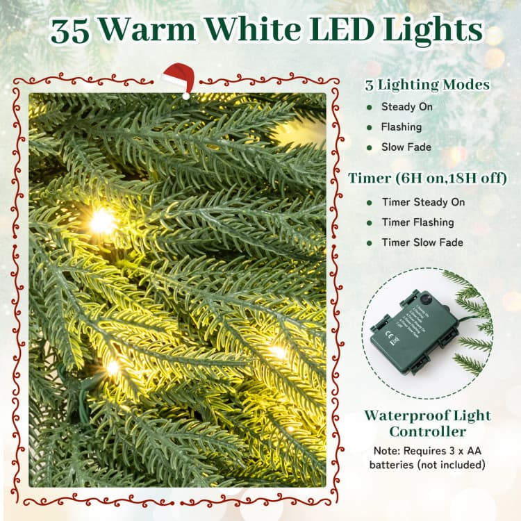 24 in Evergreen Wreath with 35 LEDs — room or display setting 6