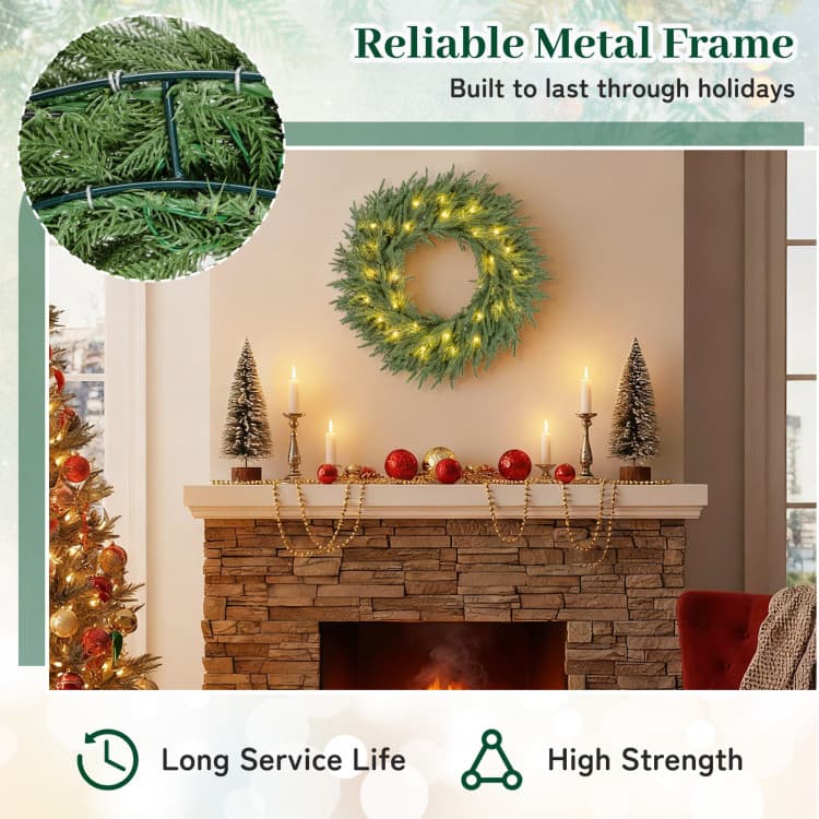 24 in Evergreen Wreath with 35 LEDs — room or display setting 9