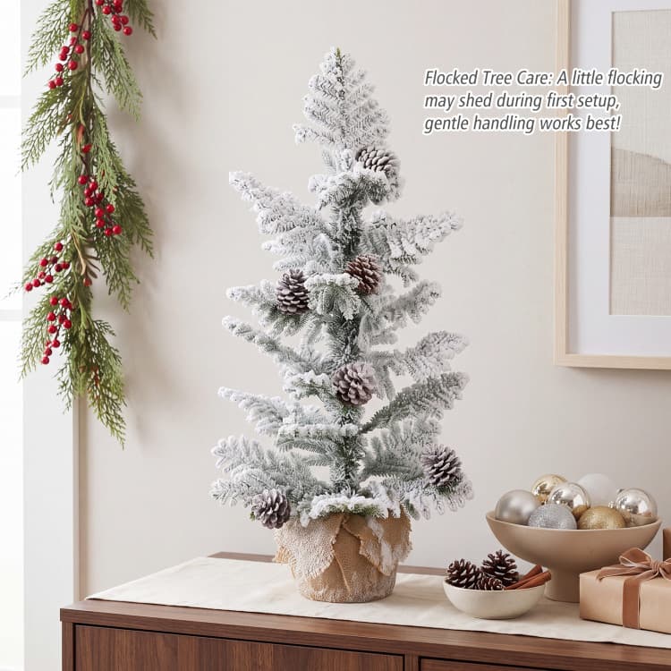 3 ft Snow-flocked Tabletop Cypress Tree — product detail 1