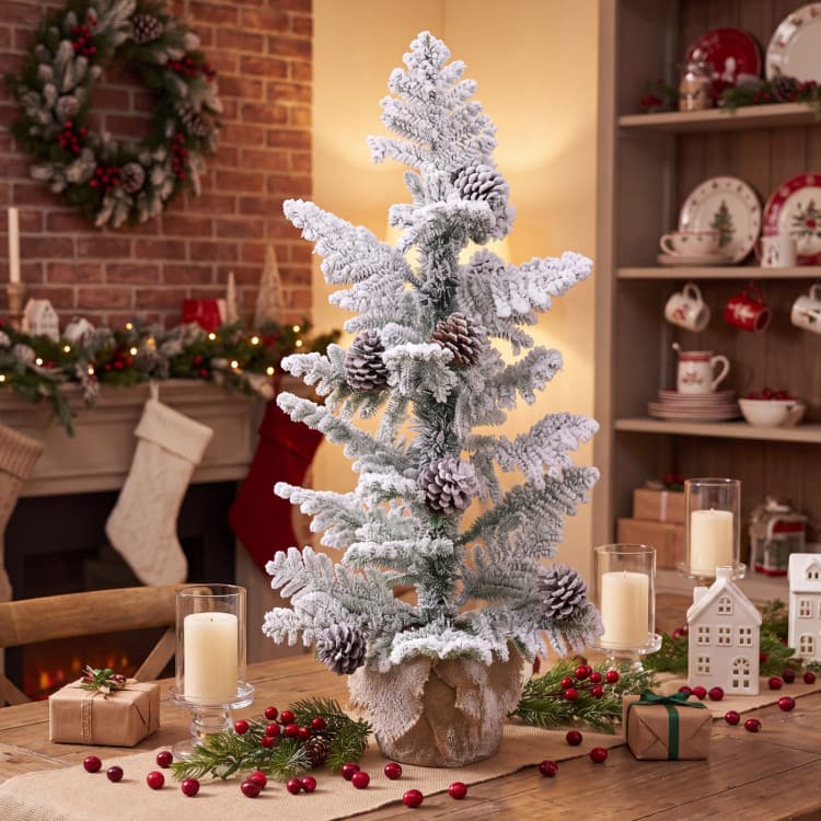 3 ft Snow-flocked Tabletop Cypress Tree — product detail 2