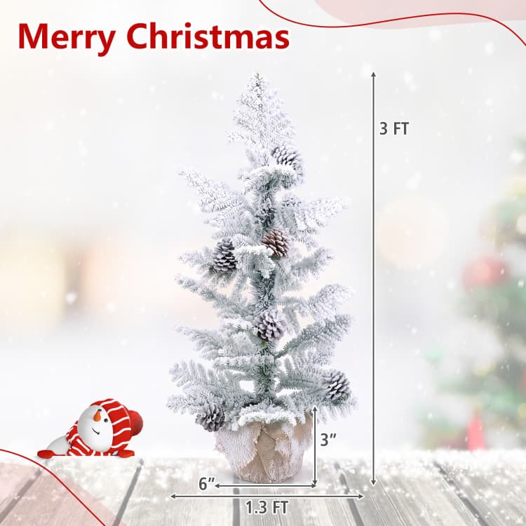 3 ft Snow-flocked Tabletop Cypress Tree — product detail 4