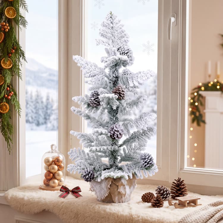 3 ft Snow-flocked Tabletop Cypress Tree — product detail 5