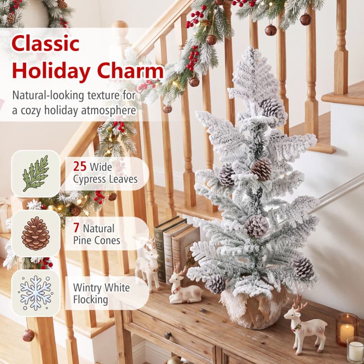 3 ft Snow-flocked Tabletop Cypress Tree — product detail 7