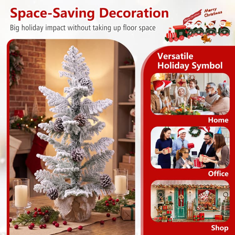 3 ft Snow-flocked Tabletop Cypress Tree — product detail 10