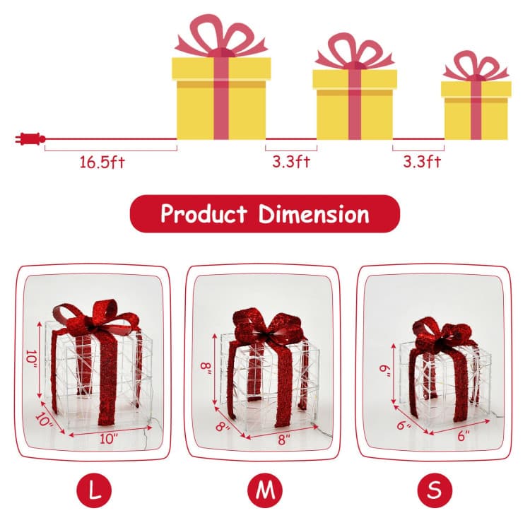 Lighted Gift Box Trio with 60 LEDs — product detail 4