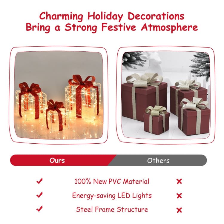 Lighted Gift Box Trio with 60 LEDs — product detail 11