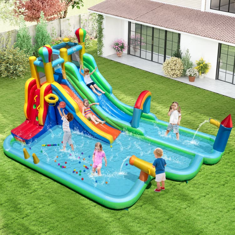 Costway Double-Slide Inflatable Water Park with 750W Blower — product view 1