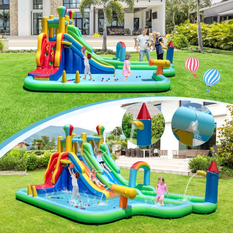 Costway Double-Slide Inflatable Water Park with 750W Blower — product view 2