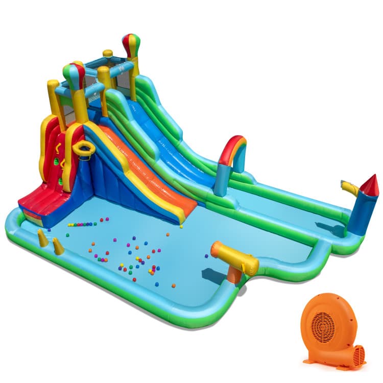 Costway Double-Slide Inflatable Water Park with 750W Blower — product view 3
