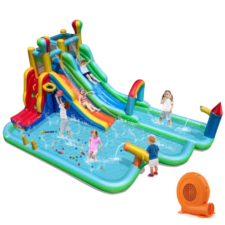 Costway Double-Slide Inflatable Water Park with 750W Blower — product view 4