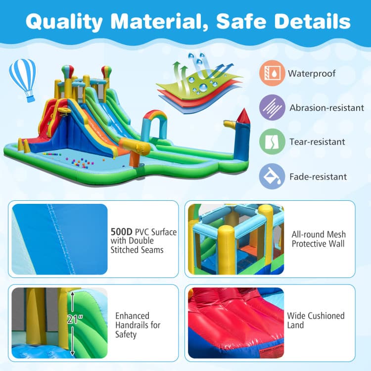 Costway Double-Slide Inflatable Water Park with 750W Blower — product view 6