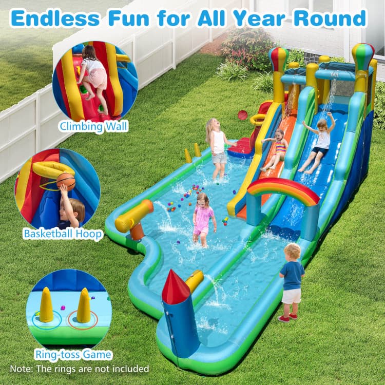 Costway Double-Slide Inflatable Water Park with 750W Blower — product view 7