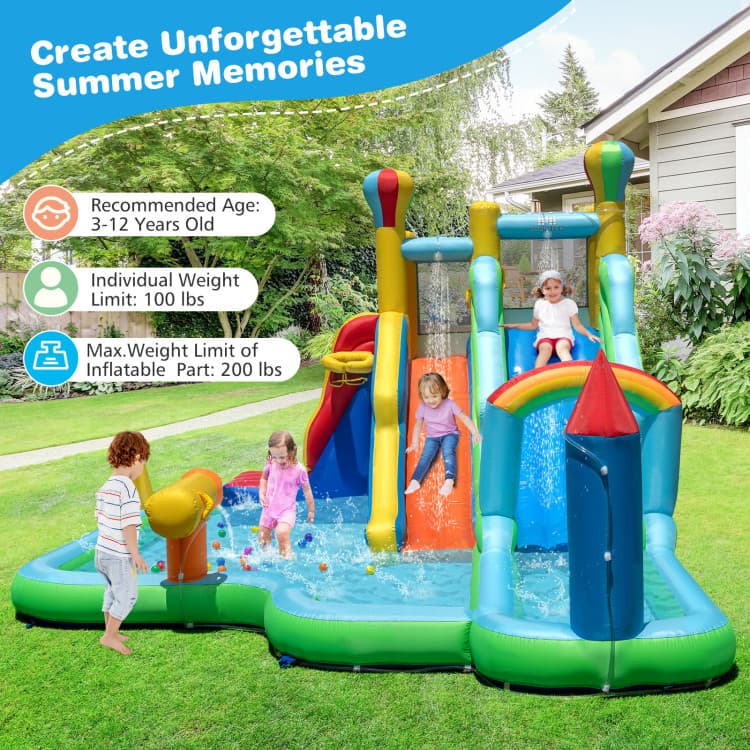 Costway Double-Slide Inflatable Water Park with 750W Blower — product view 8