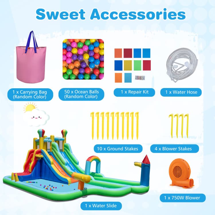 Costway Double-Slide Inflatable Water Park with 750W Blower — product view 10