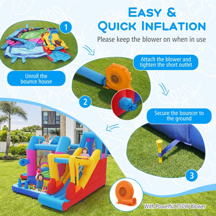 Costway Excavator Bounce House Playset with 750W Blower — product view 9