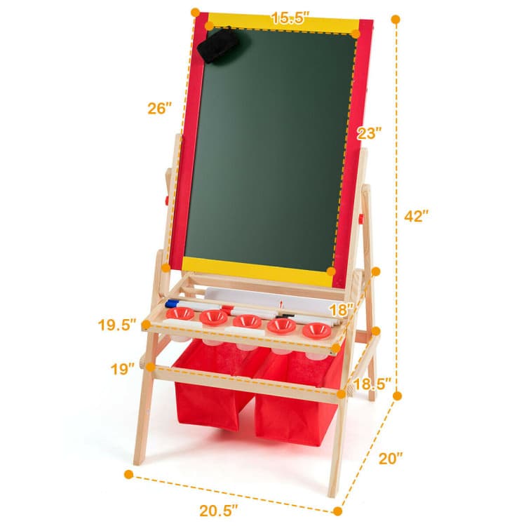 Costway Flip-Over Double-Sided Kids Art Easel — dimensions diagram