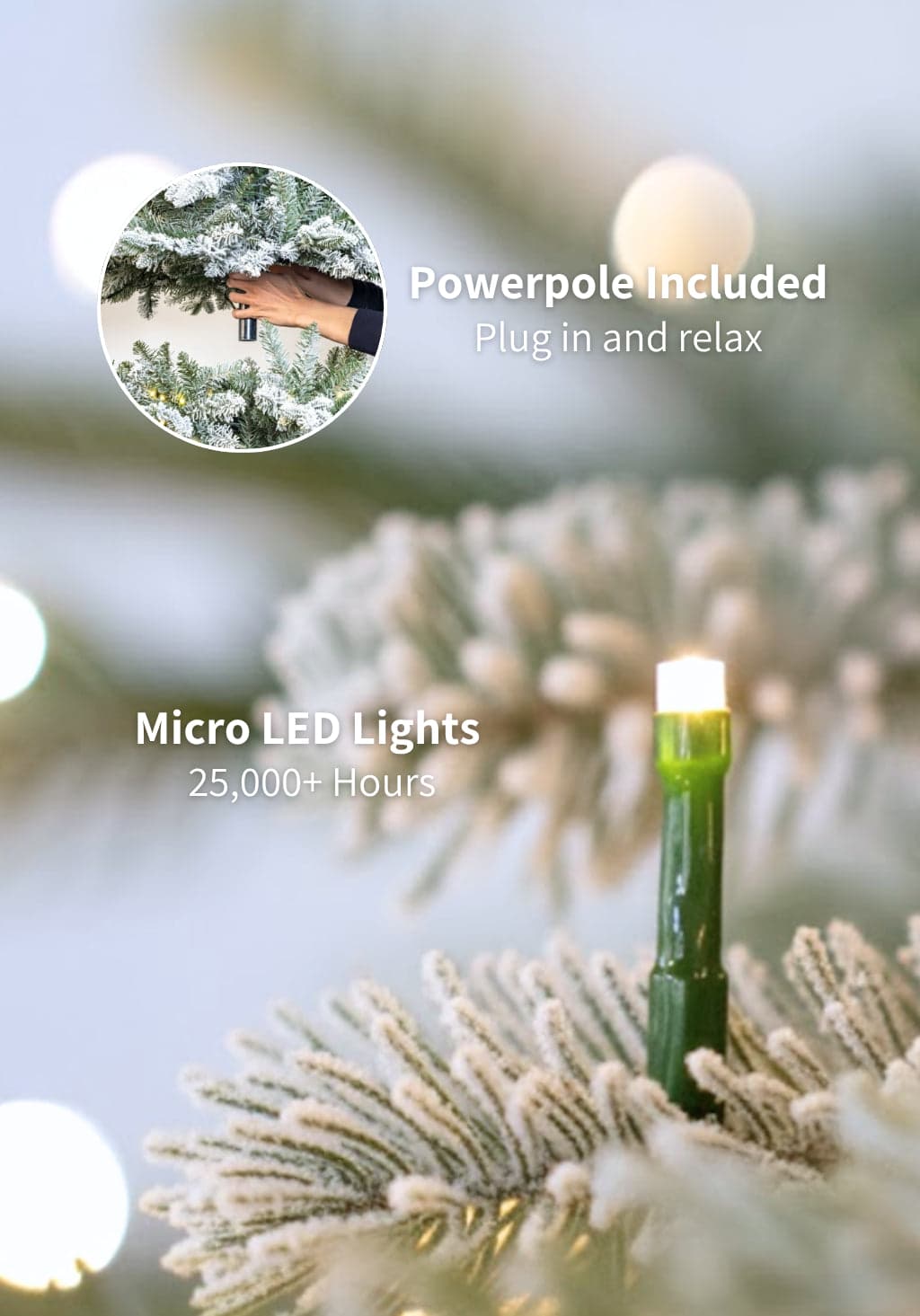 King of Christmas 10 ft King Flock Tree with 1,250 LEDs — tree and branch detail 5