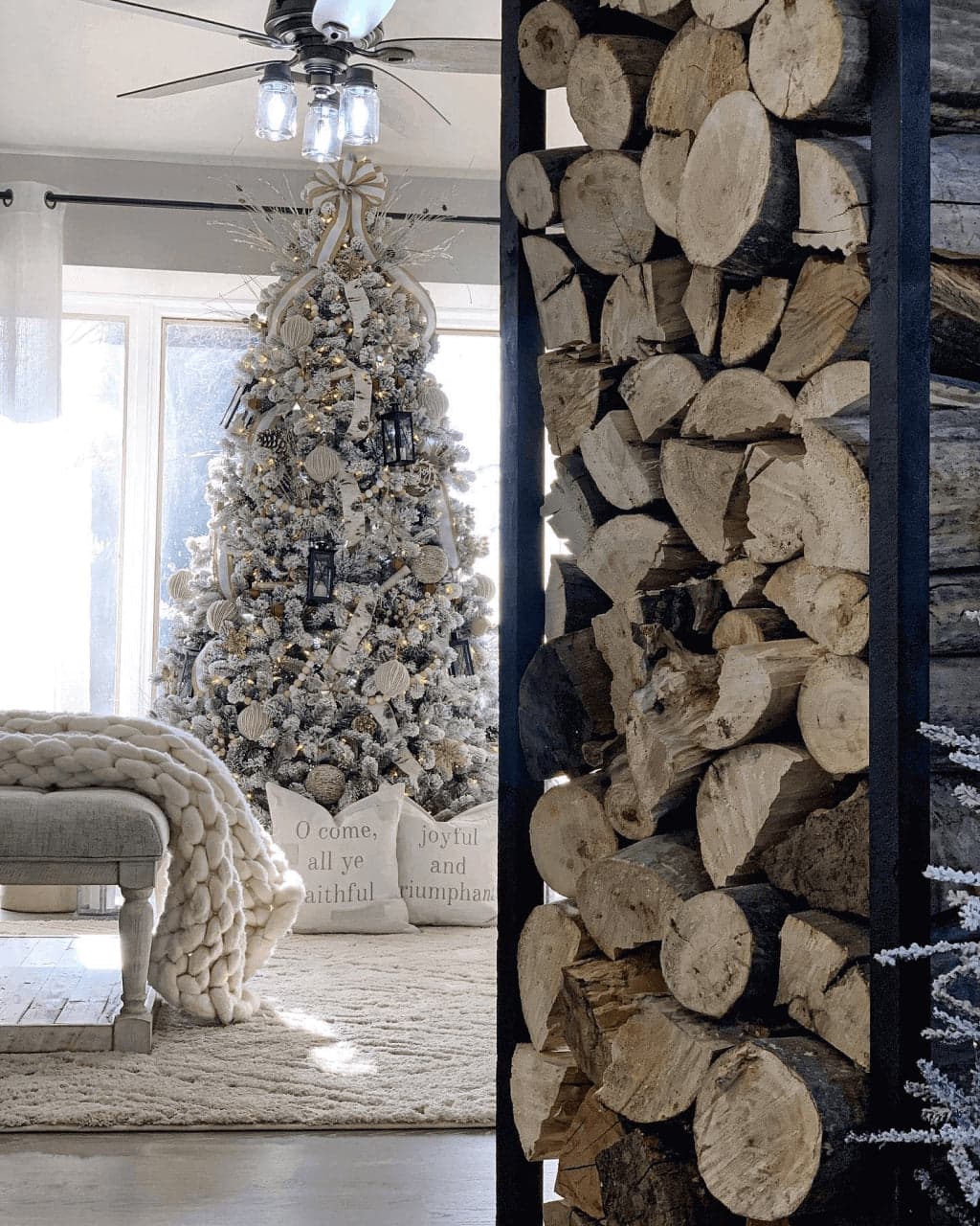 King of Christmas 10 ft King Flock Tree with 1,250 LEDs — tree and branch detail 7