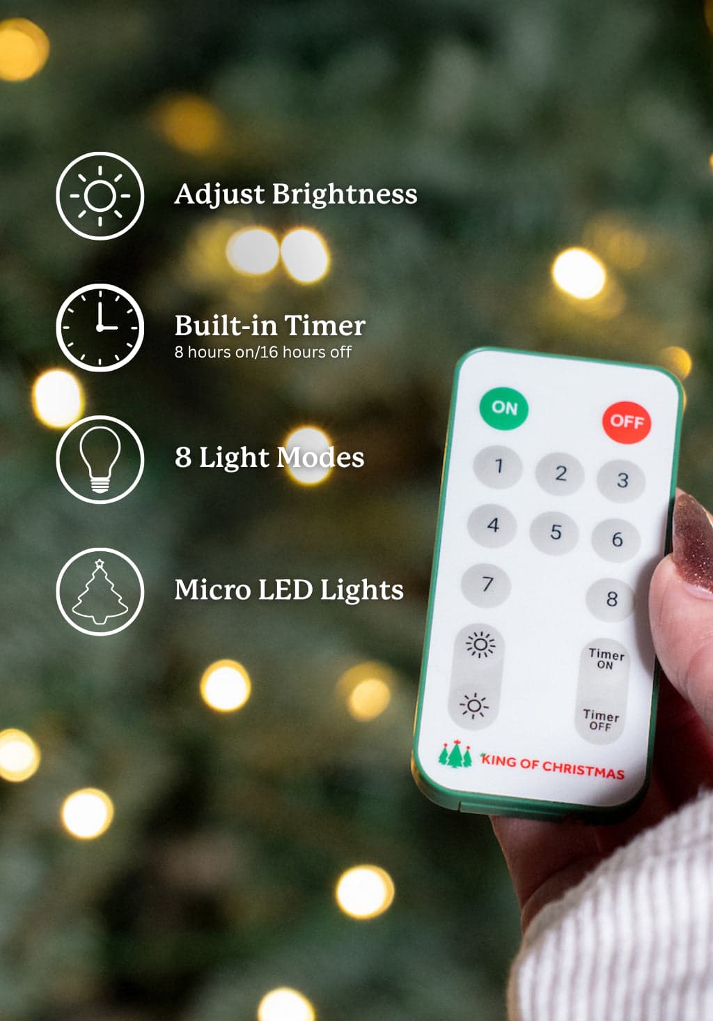 King of Christmas 10 ft Royal Fir Tree with 1,600 LEDs — tree and branch detail 4
