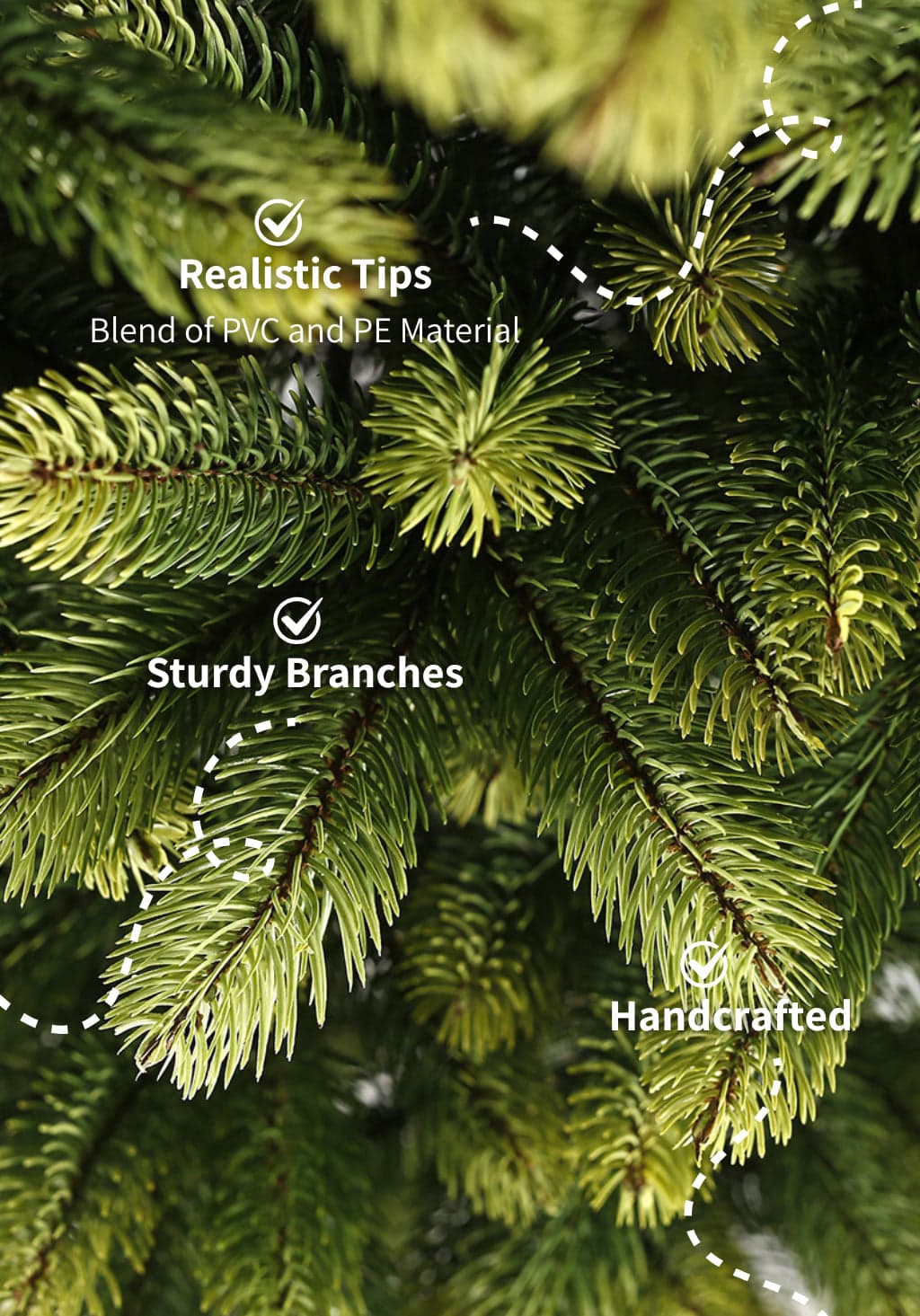 King of Christmas 9 ft Royal Fir Slim Unlit Tree — tree and branch detail 4