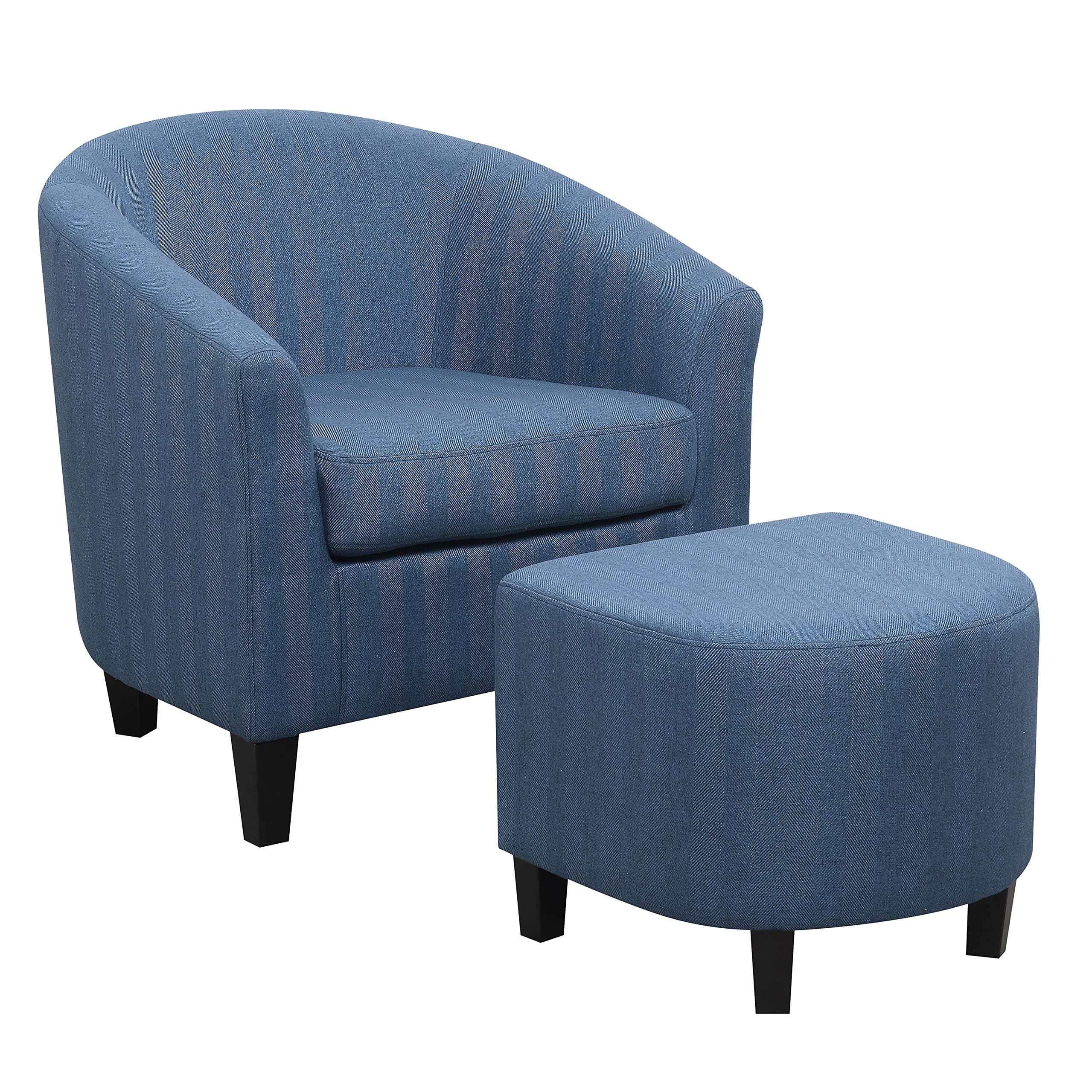 Ravenna Home Connor Curved Back Club Accent Chair with Ottoman Navy — Navy, front three-quarter view
