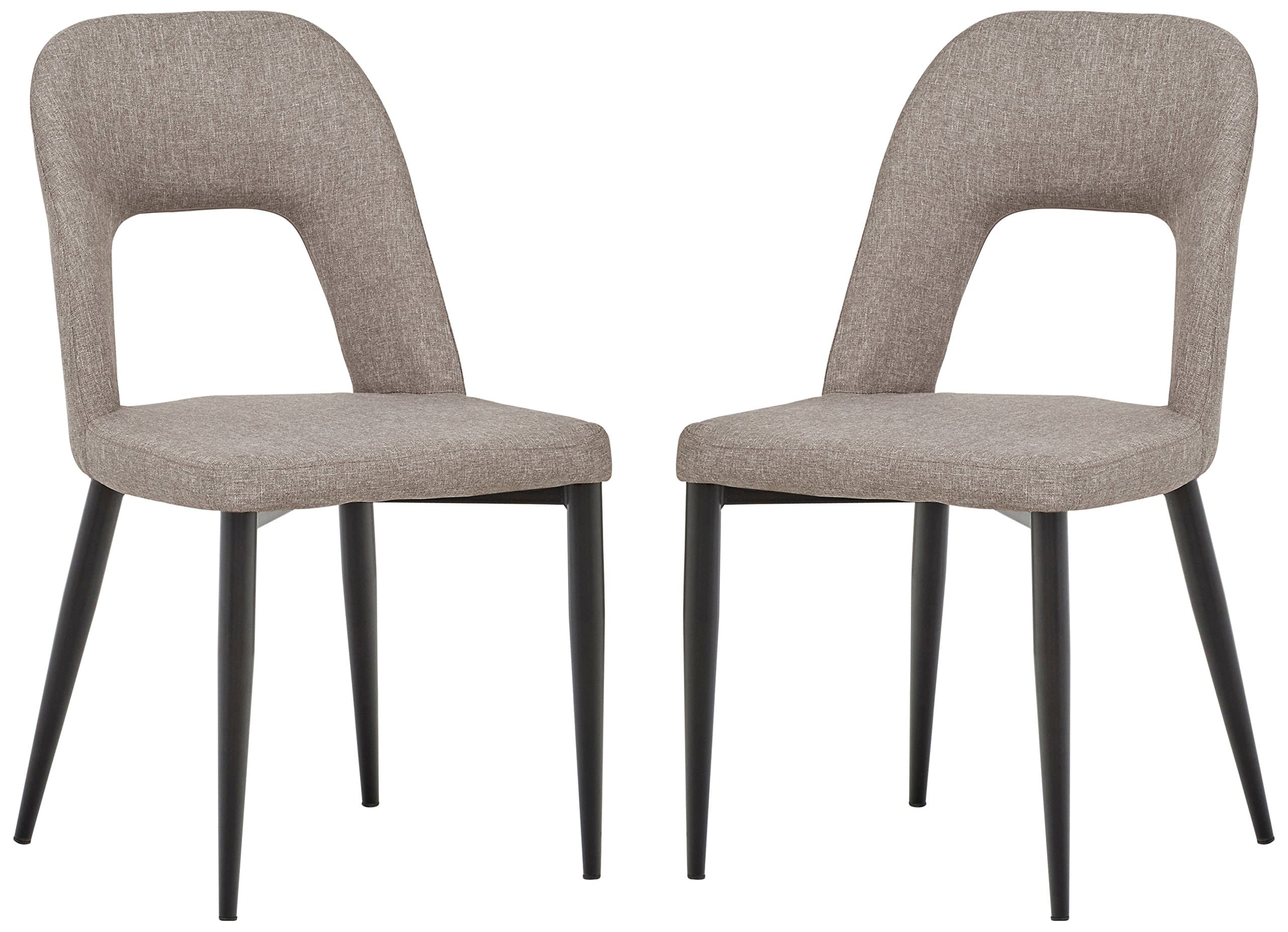 Rivet Florence Mid-Century Modern Wide Open-Back Accent Kitchen Dining Chairs Grey, Set of 2 — Grey, front three-quarter view