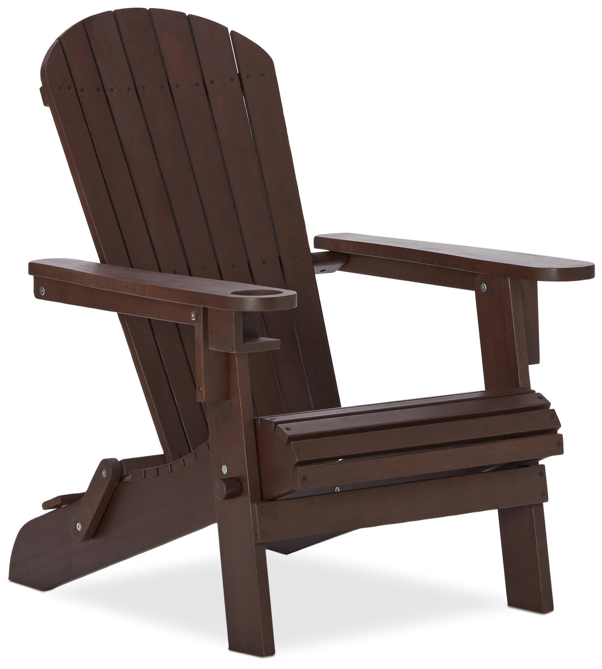 Strathwood Adirondack Chair with Cupholder, Dark Brown — Adirondack chair at an angle.